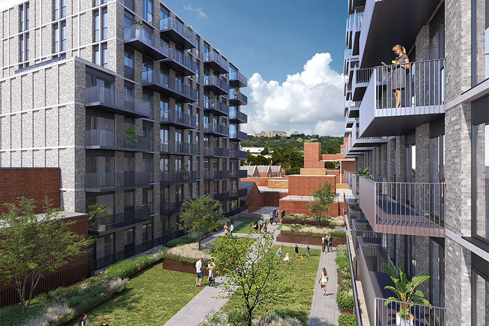A computer generated image (CGI) for The Icon development in Wood Green.